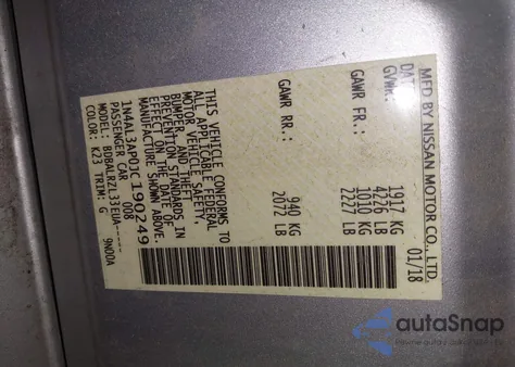 2018 Nissan Altima 2.5 Sl из США, поврежденный, VIN 1N4AL3AP0JC190249